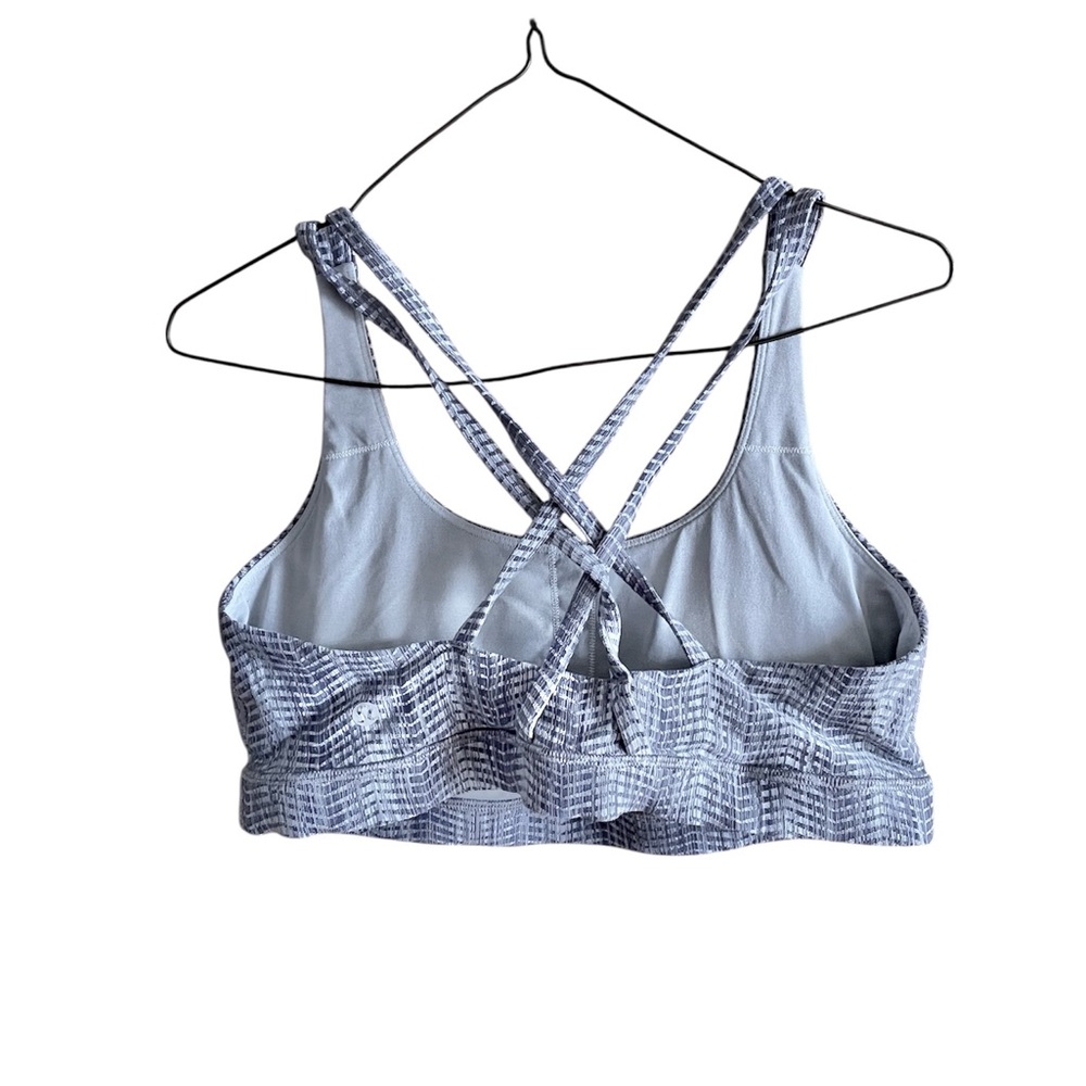 LULULEMON Energy Bra Power Luxtreme Arrow Jacquard Battleship Silver Spoon - Picture 4 of 6